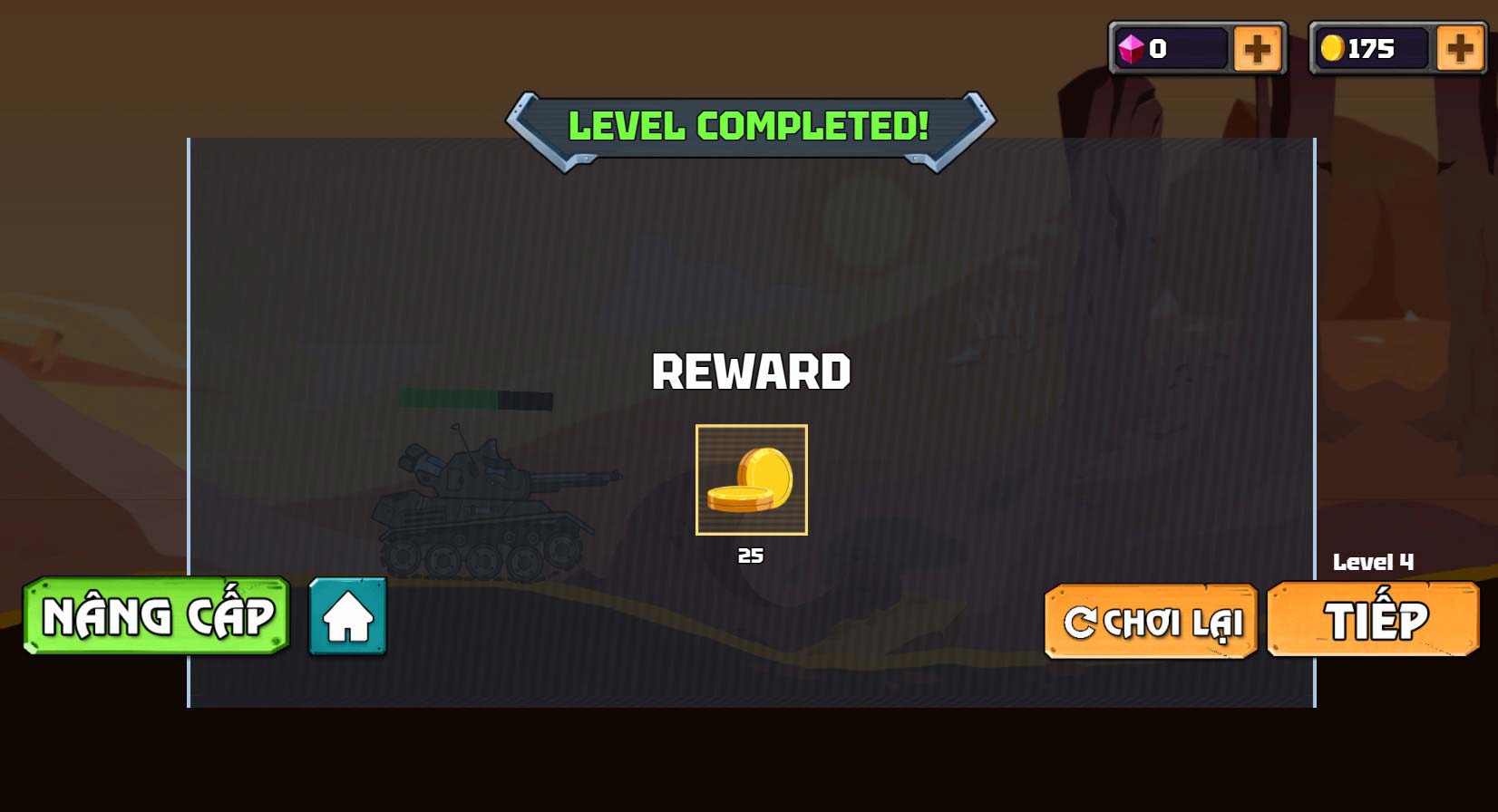Phần thưởng nhận được sau khi qua màn