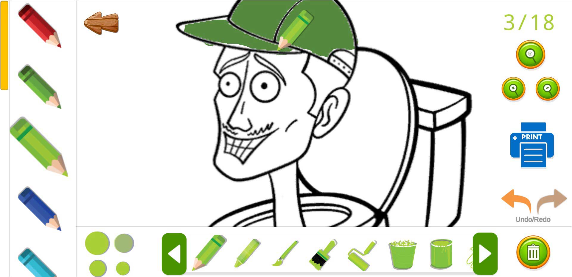 Game có thể phóng to, thu nhỏ tranh và in tranh