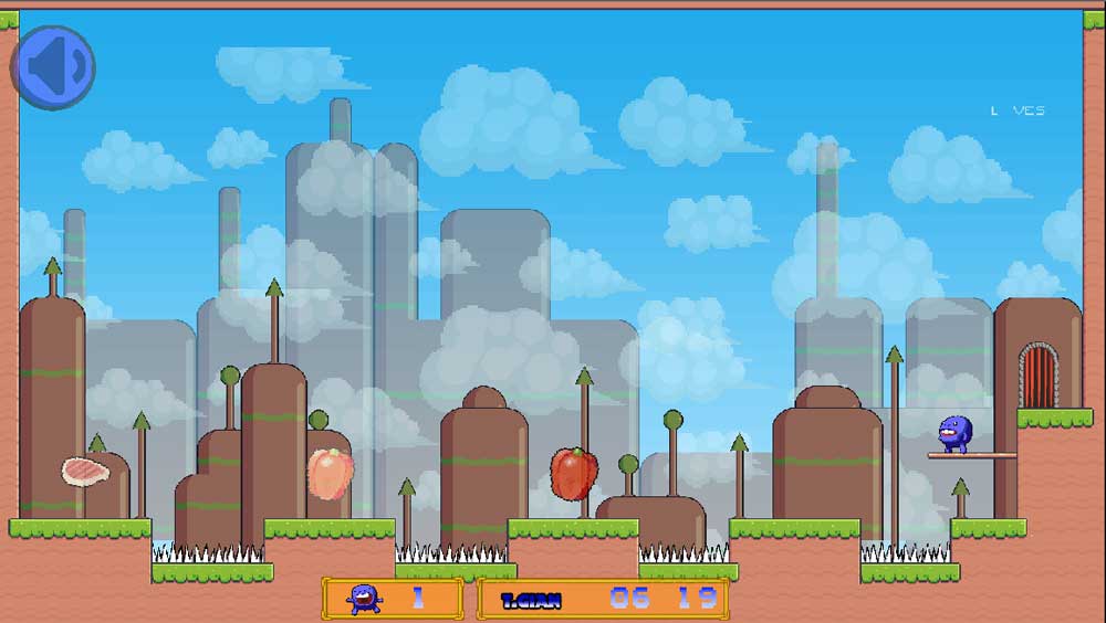 Game sẽ tránh các chướng ngại vật và ăn hoa quả để mở cổng tiếp theo