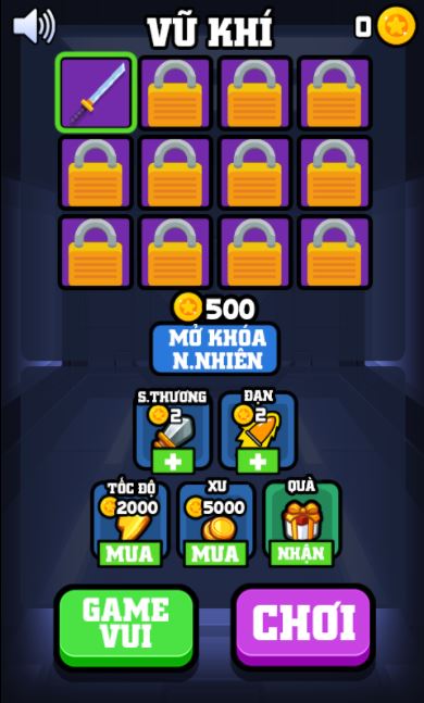 Game có rất nhiều loại vũ khí chờ bạn mở khóa nhé.
