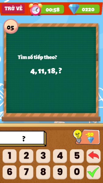 Trò chơi Đố vui Toán học có tổng cộng 100 câu hỏi
