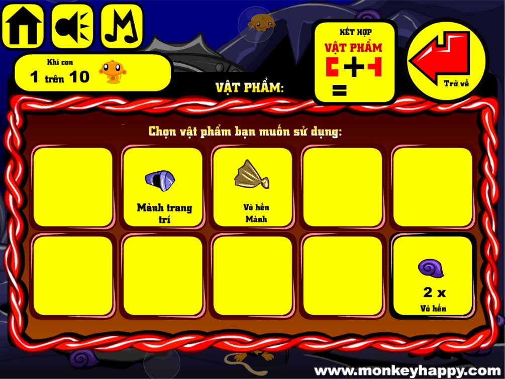 Nhặt và kết hợp các mảnh để được vật phẩm hoàn chỉnh.