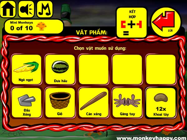 Các vật đã thu thập được