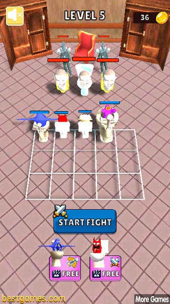 Đặt vị trí các quân Skibidi Toilet trên chiến trường