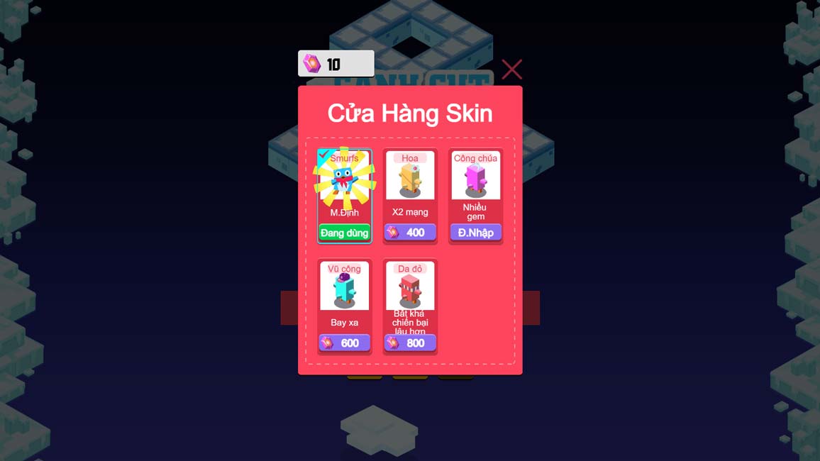 Game có tất cả 5 skin cánh cụt với mỗi skin có một khả năng khác nhau.