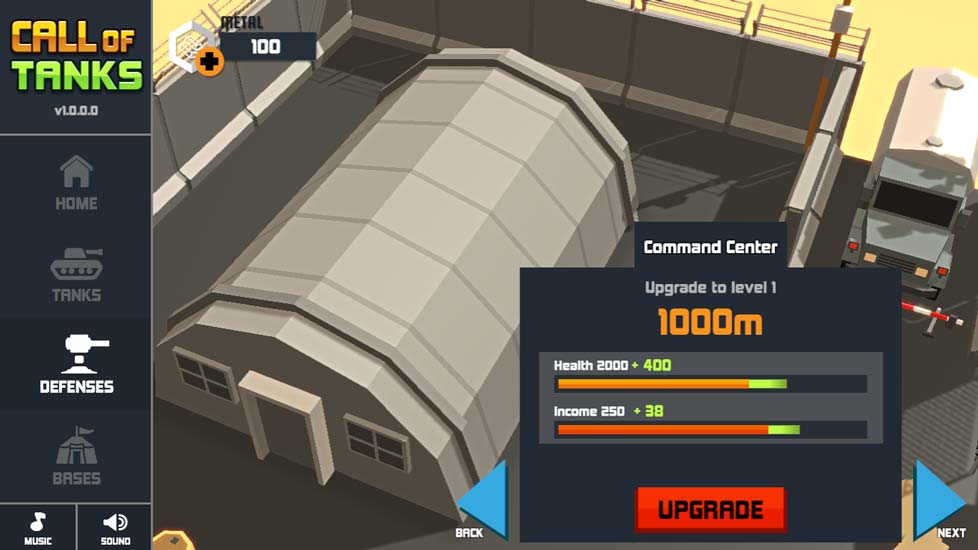 Giao diện nâng cấp căn cứ.