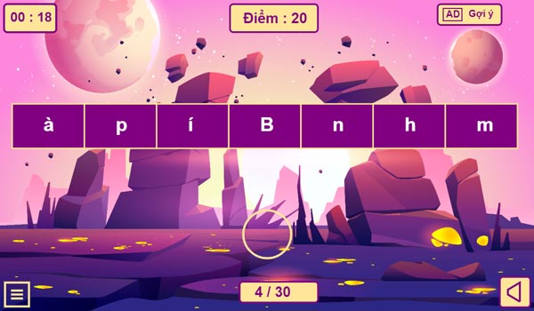 Chinh phục tất cả level thử thách trong game Vua tiếng Việt