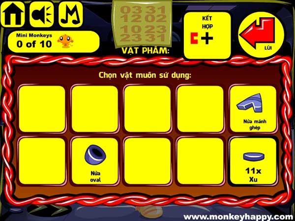 Các vật phẩm đã thu được