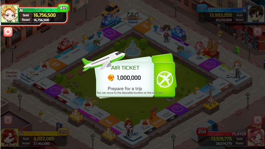 Ô du lịch giúp bạn tới bất cứ ô nào trong bàn cờ.