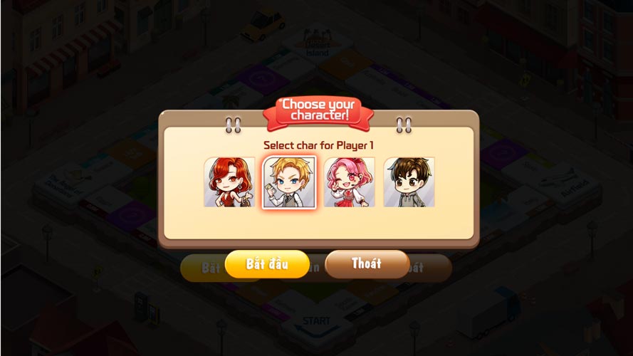 Có 4 nhân vật cho bạn chọn.