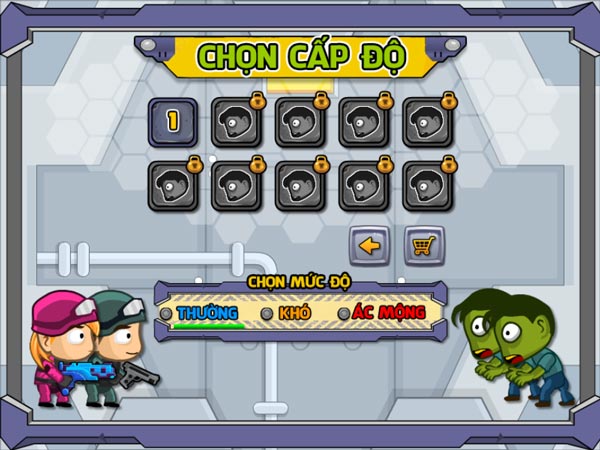 Có tổng cộng 10 cấp độ, chế độ 2 người và 3 mức độ Thường, Khó, Ác mộng