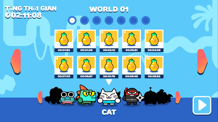 Có tổng cộng 70 màn chơi.