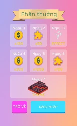 Rất nhiều phần thưởng đăng nhập