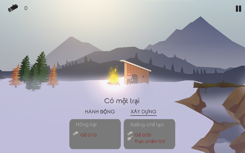 Xây dựng lửa trại và bắt đầu cuộc sống sinh tồn.