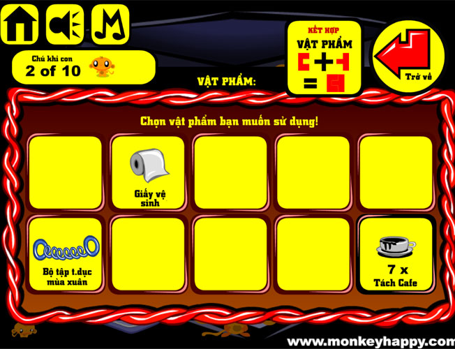 Sử dụng hoặc kết hợp các vật phẩm.