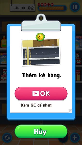 Xem QC để nhận thêm kệ hàng