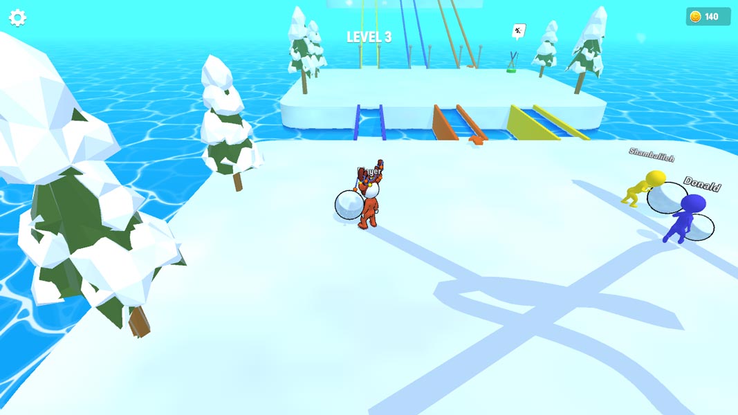 Lăn quả cầu to nhất để xây cầu nhé.