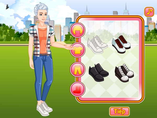 Lựa chọn kiểu tóc, quần áo, giày...