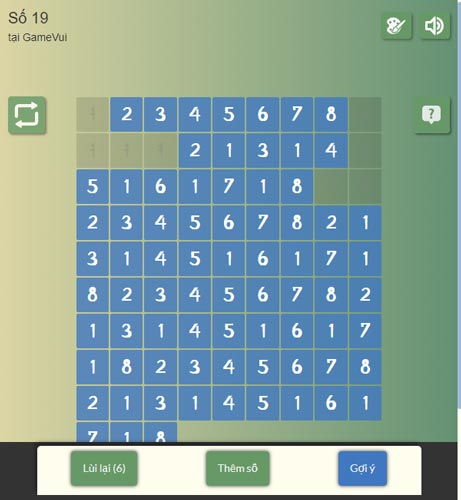 Các cặp số phải bằng nhau hoặc tổng bằng 10 theo hàng ngang hoặc dọc để loại bỏ