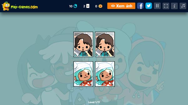 Những cặp hình Toca Boca sẽ xuất hiện vài giây rồi lật lại