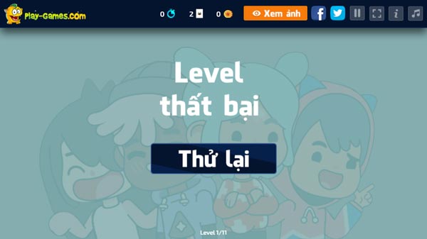 Trong thời gian cố định mà các bạn không tìm đủ số cặp hình Toca Boca giống nhau thì thử thách sẽ thất bại