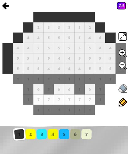 Chọn mã màu ở phía dưới màn hình và tô vào các ô Pixel