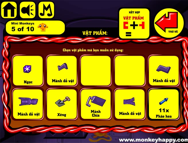 Ghép các đồ vật và dùng nó để giải mã, mở khóa nhé.