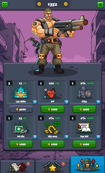 Nâng cấp kỹ năng của nhân vật chính bằng xu vàng