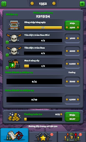 Hoàn thành nhiệm vụ hàng ngày và nhận thưởng