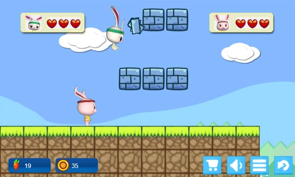 Điều khiển 2 chú thỏ con thật cẩn thận