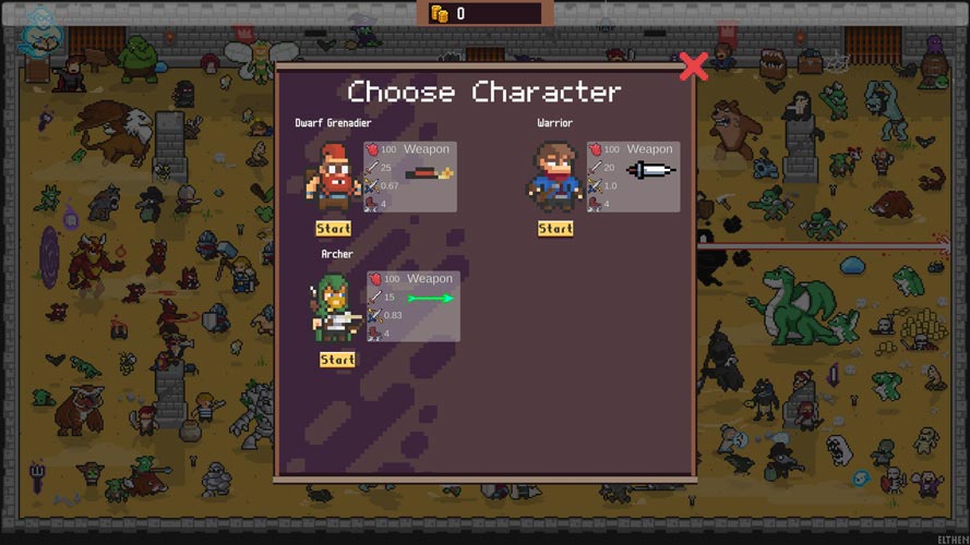 Có 3 lớp nhân vật với các vũ khí khác nhau