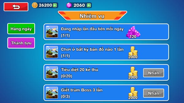 Làm nhiệm vụ hàng ngày và nhận thưởng