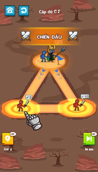 Chinh phục thật nhiều level cấp độ trong game Quân đoàn Stickman
