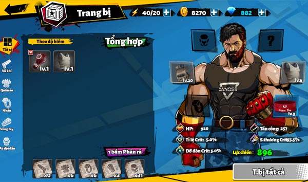 Hệ thống trang bị đa dạng trong game