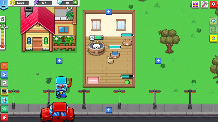 Chăm sóc thú cưng của mình và đợi xu rơi ra từ chúng.