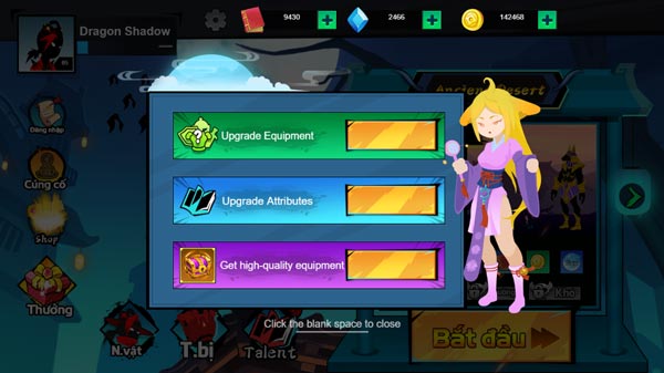 Nâng cấp các chỉ số kỹ năng, tài năng để tăng sức mạnh