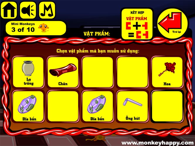 Kết hợp hoặc sử dụng các vật phẩm.