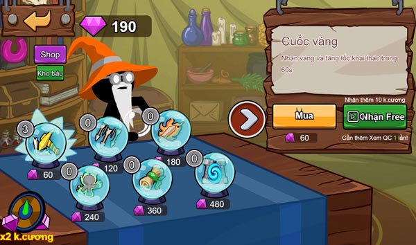 Mua và nâng cấp vật phẩm trong Shop cửa hàng