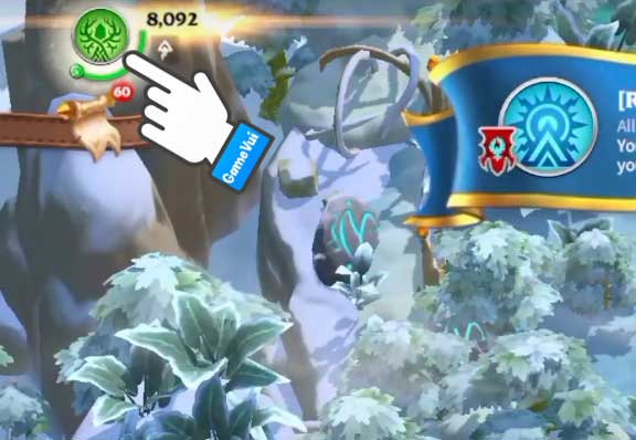 Chạm vào biểu tượng hình tròn màu xanh