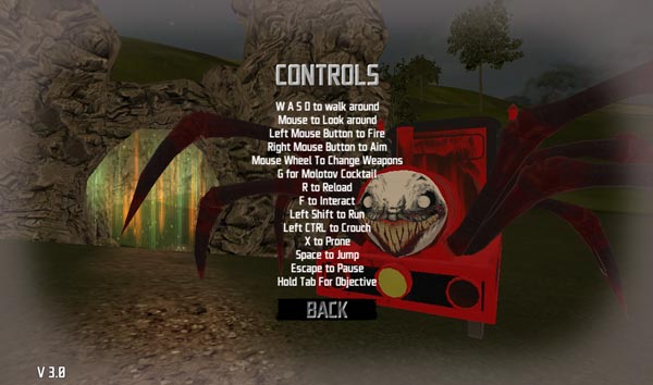 Các phím điều khiển nhân vật trong game Choo Choo Charles