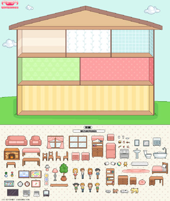 Kẻo thả các đồ vật lên ngôi nhà để trang trí.