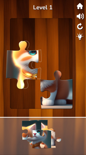 Ghép các mảnh ghép để được hình mèo hoàn chỉnh.