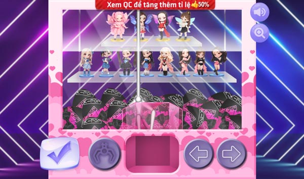 Chọn vị trí mong muốn và thả móc xuống gắp