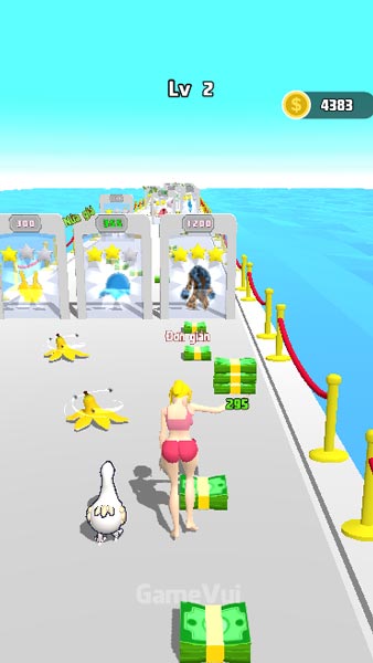 Điều khiển cô gái xinh đẹp di chuyển trên đường đi