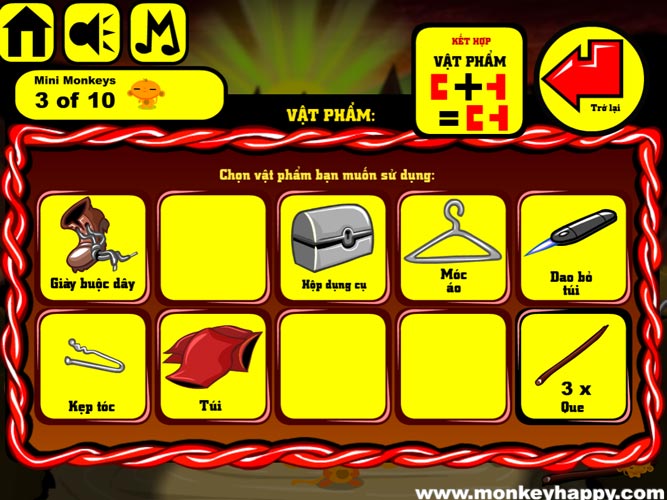 Sử dụng hoặc kết hợp các vật phẩm khác nhau.