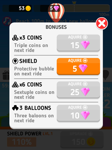 Mua các nâng cấp cho khinh khí cầu của bạn.