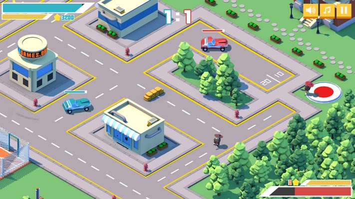 Lên xe ô tô để tấn công đối thủ.