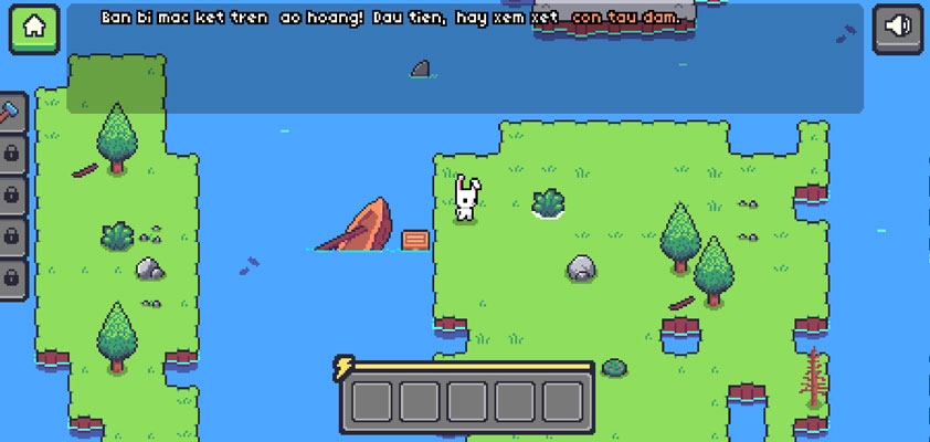 Bạn là chú thỏ bị sóng đánh dạt vào một đảo hoang, hãy giúp chú thỏ sinh tồn nhé.