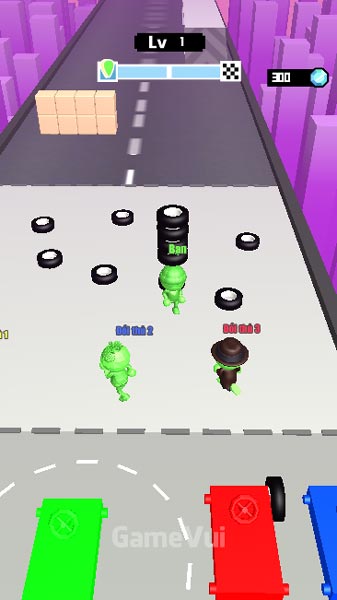 Nhanh chóng di chuyển Stickman để nhặt đủ 4 lốp xe