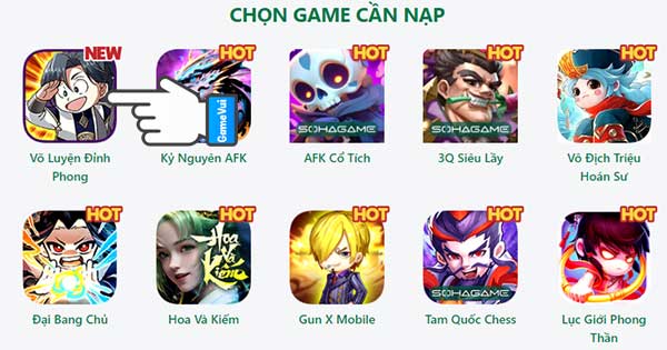 Chọn game Võ Luyện Đỉnh Phong